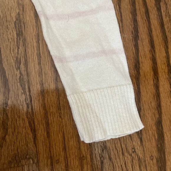 Theory Womens M Cream/Pink Striped Cotton Cashmere Open Front Cardigan Size P/TP - Picture 5 of 10